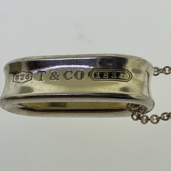 Tiffany & Co. 925 Sterling Silver 1837 Oval Loop Ring Chain Necklace 16" - Picture 4 of 10